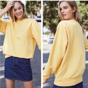 Brandy Melville “Honey” Embroidered Crewneck Sweatshirt –Beige Neutral Aesthetic